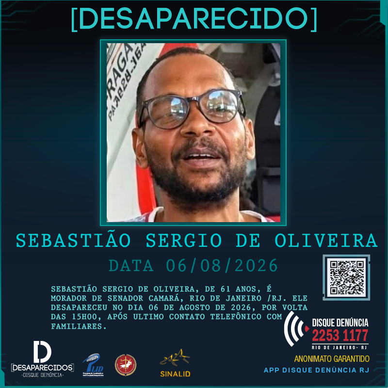 Disque Denúncia pede informações sobre o paradeiro de morador de Senador Camará